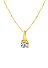 Golden Classic Zircon Pendant with Link Chain