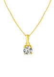 Golden Classic Zircon Pendant with Link Chain