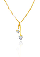 Golden Dual Heart Pendant with Link Chain