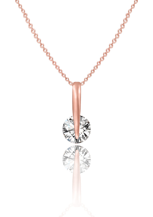 Rose Gold Modern Solitaire Pendant with Link Chain 2480