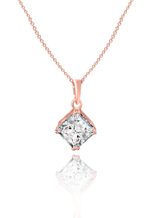 Rose Gold Square Pendant with Link Chain 2480