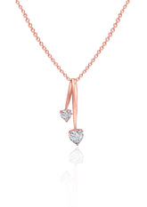 Rose Gold Dual Heart Pendant with Link Chain