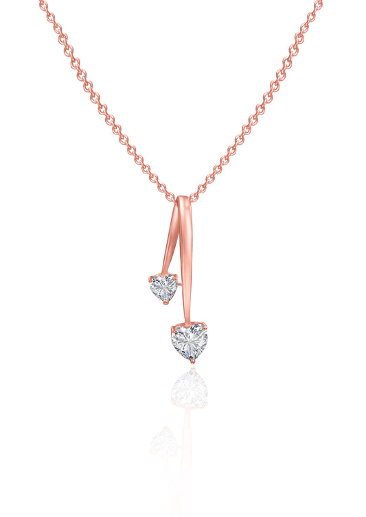 Rose Gold Dual Heart Pendant with Link Chain 2480