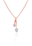 Rose Gold Dual Heart Pendant with Link Chain