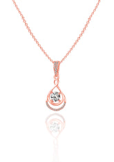 Rose Gold Halo Drop Pendant with Link Chain