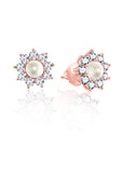 Rose Gold Pearl Flower Studs