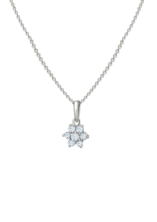 Silver Classic Flower Pendant with Link Chain 2480