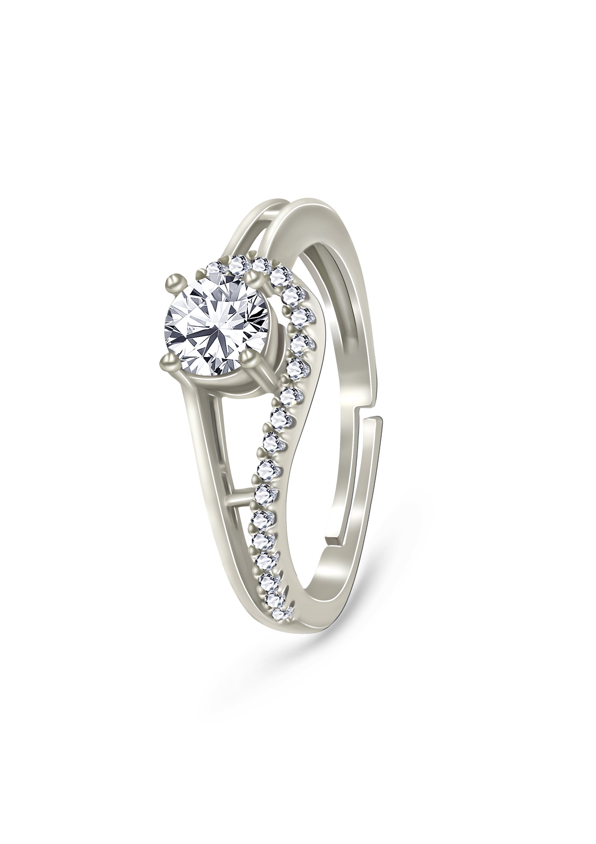 silver zircon ring