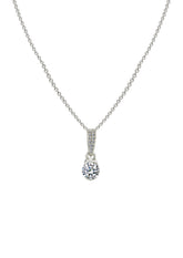 Silver Elegant Solitaire Pendant with Link Chain