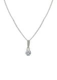 Silver Elegant Solitaire Pendant with Link Chain