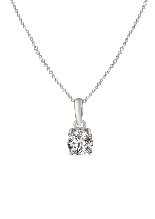 Silver Classic Zircon Pendant with Link Chain 2480