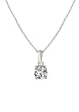 Silver Classic Zircon Pendant with Link Chain