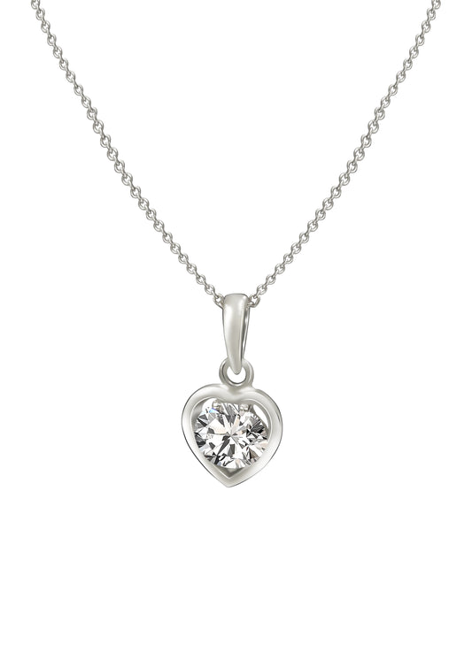 Silver Coeur Pendant with Link Chain 2480