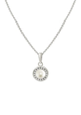 Silver Pearl Pendant with Link Chain