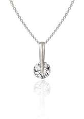 Silver Clasp Solitaire Pendant with Link Chain
