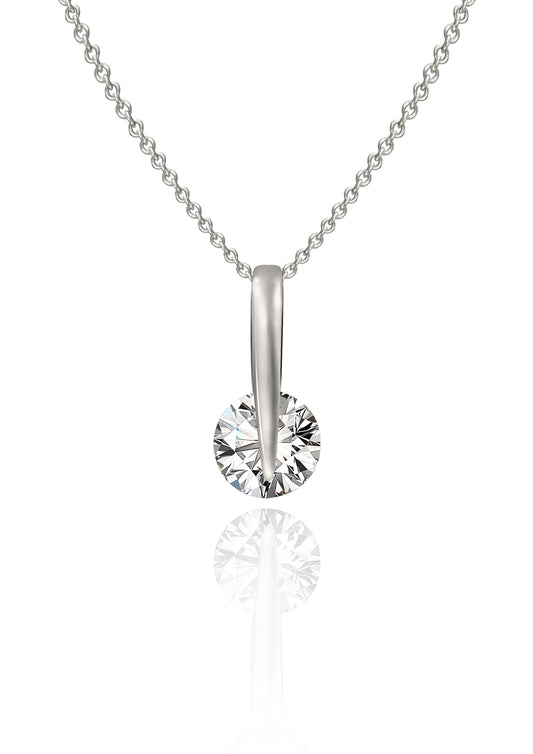 Silver Clasp Solitaire Pendant with Link Chain 2480