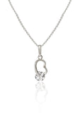 Silver Tilted Heart Pendant with Link Chain