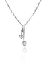Silver Dual Heart Pendant with Link Chain