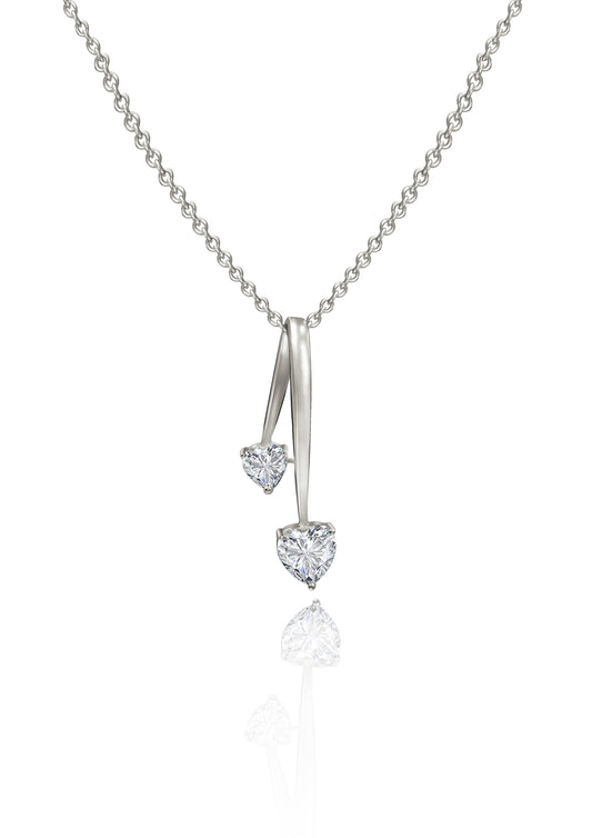 Silver Dual Heart Pendant with Link Chain 2480