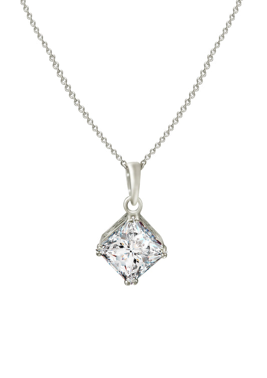 Silver Square Pendant with Link Chain 2480