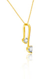 Golden Dual Heart Pendant with Link Chain