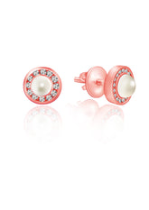 Rose Gold Pearl Studs
