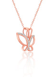 Rose Gold Free Butterfly Pendant with Link Chain