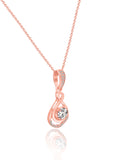 Rose Gold Halo Drop Pendant with Link Chain
