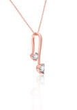 Rose Gold Dual Heart Pendant with Link Chain