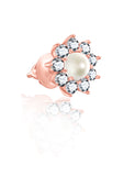 Rose Gold Pearl Flower Studs