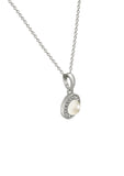 Silver Pearl Pendant with Link Chain