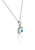 Silver Evil Eye Pendant with Link Chain