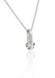 Silver Clasp Solitaire Pendant with Link Chain