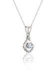 Silver Dangling Solitaire Pendant with Link Chain