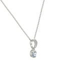 Silver Elegant Solitaire Pendant with Link Chain