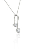 Silver Dual Heart Pendant with Link Chain