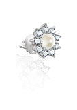 Silver Pearl Flower Studs