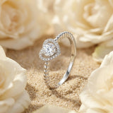 Sterling Silver Heart Halo Ring | Adjustable