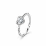 Sterling Silver Heart Halo Ring | Adjustable