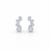 Pair of silver teardrop earrings on a white background