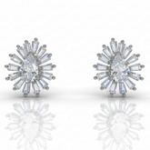 Pair of diamond stud earrings on a white background