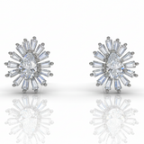 Pair of diamond stud earrings on a white background