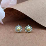 Golden Pearl Flower Studs