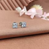 Silver Square Zircon Studs