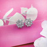 Silver Blooming Flower Studs