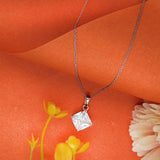 Silver Square Pendant with Link Chain