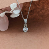 Silver Elegant Solitaire Pendant with Link Chain