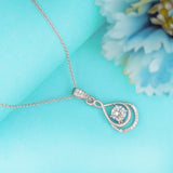 Silver Halo Drop Pendant with Link Chain