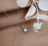 Silver Classic Zircon Pendant with Link Chain