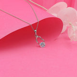 Silver Tilted Heart Pendant with Link Chain